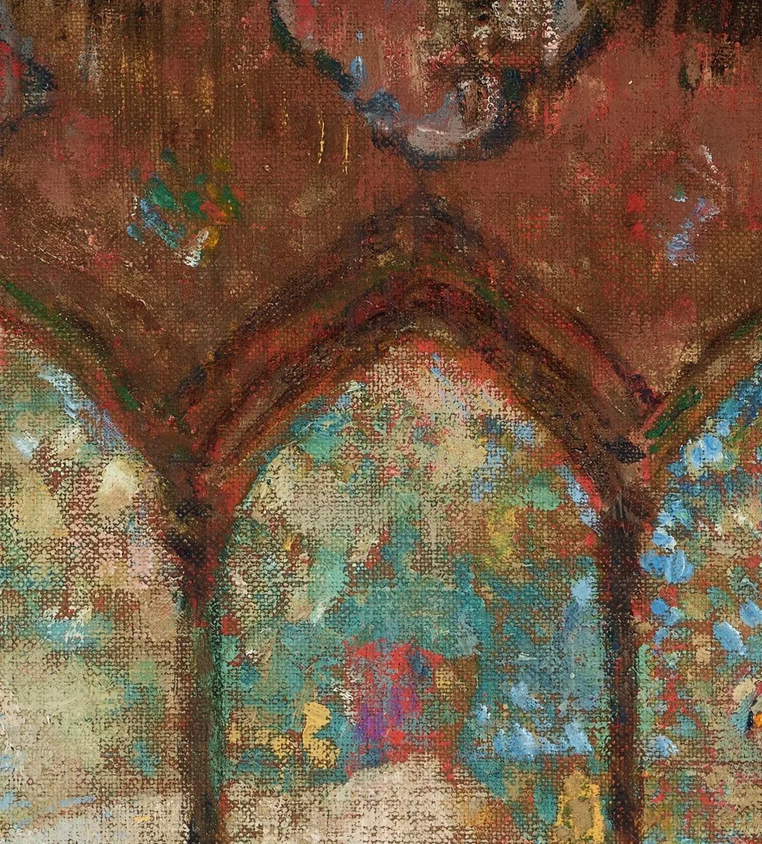 A painting of a stainglass window