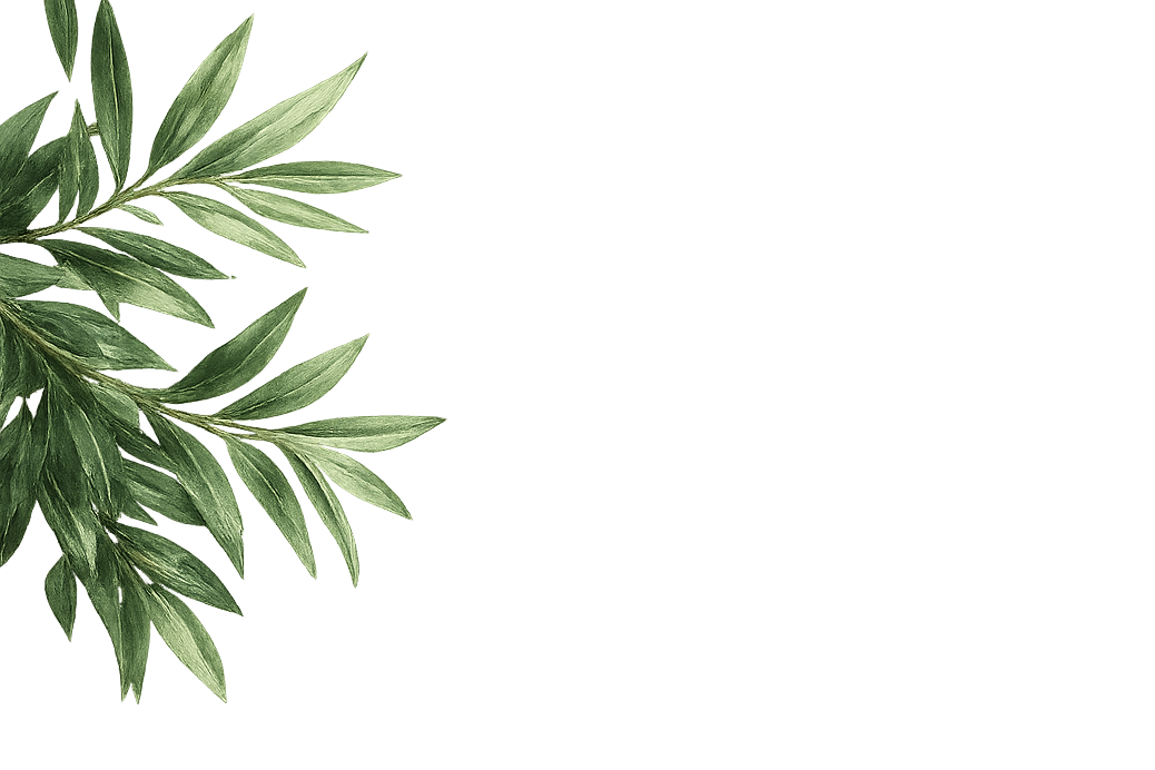 A bunch of green leaves with a few purple flowers surrounded by digital art distortion.