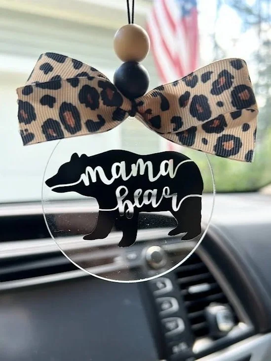 "Mama Bear" Car Charm - Custom Acrylic Rearview Mirror Accessory