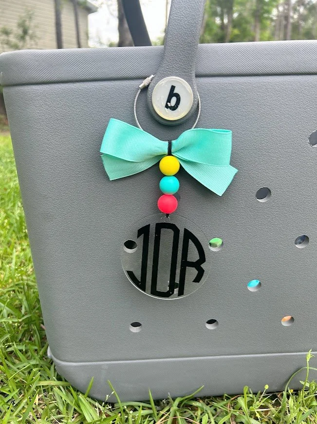 Circle Block Monogram Bag Tag - Custom Acrylic Bag Charm