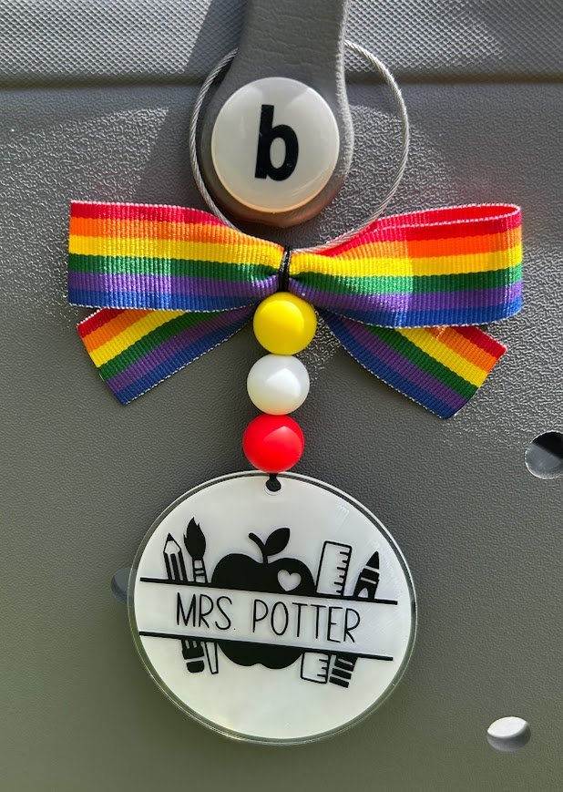 Teacher Bag Tag with Name- Custom Acrylic Bag Charm