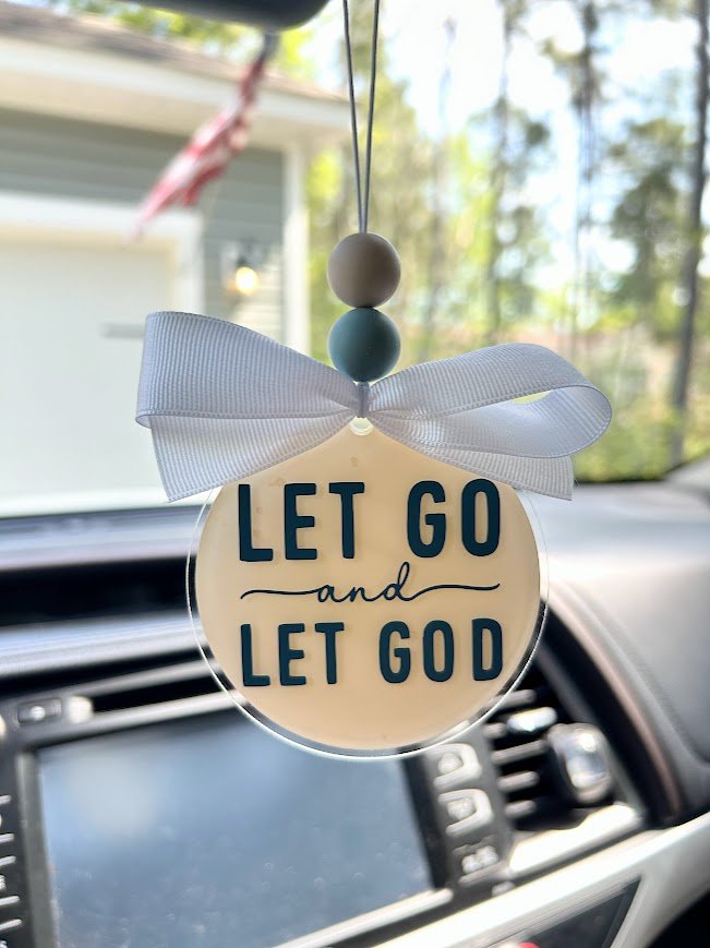 "Let Go Let God" Car Charm - Custom Acrylic Rearview Mirror Accessory