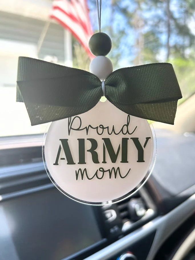 Proud Army Wife/Mom/Girlfriend Car Charm- Custom Acrylic Rearview Mirror Accessory