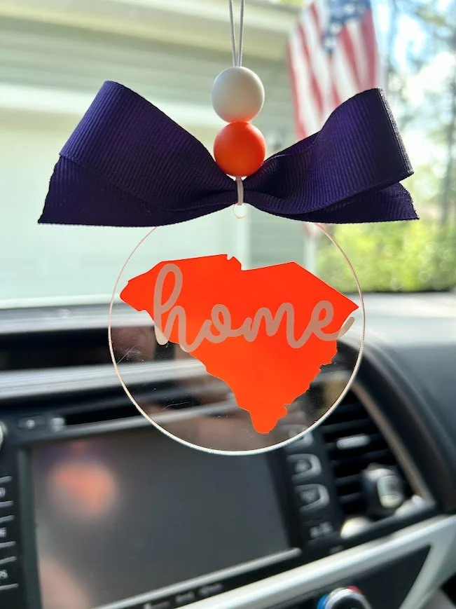Home State Car Charm- Custom Acrylic Rearview Mirror Accessory