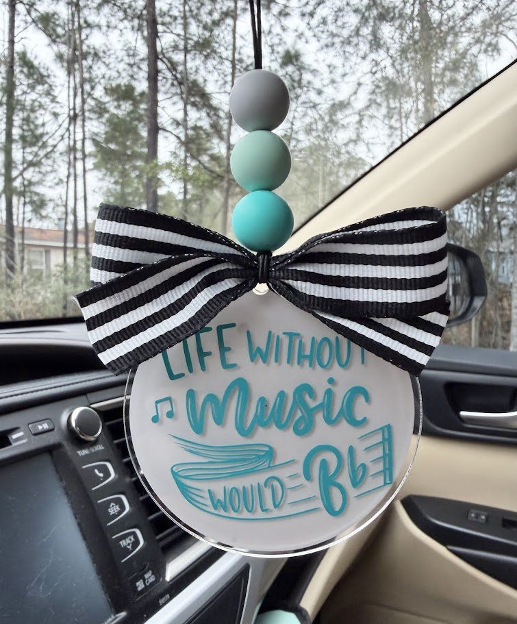 "Life Without Music Would Bb (flat)" Car Charm - Custom Acrylic Rearview Mirror Accessory