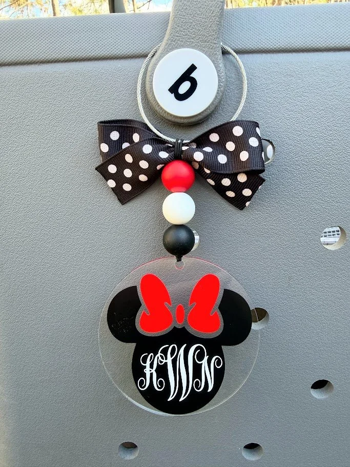 Girl Mouse Bag Tag with Personalization - Custom Acrylic Bag Charm