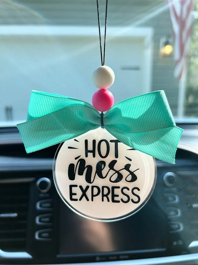 "Hot Mess Express" Car Charm - Custom Acrylic Rearview Mirror Accessory