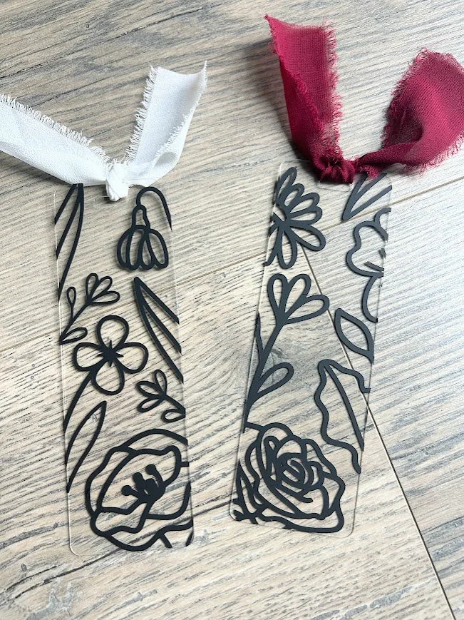 Floral Outline Acrylic Bookmarks