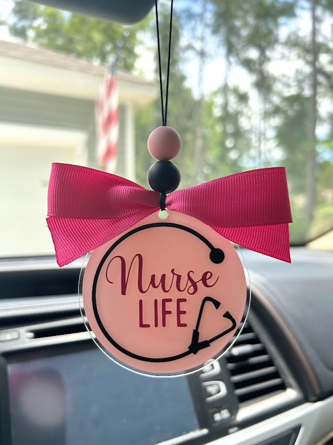 "Nurse Life" Car Charm- Custom Acrylic Rearview Mirror Accessory