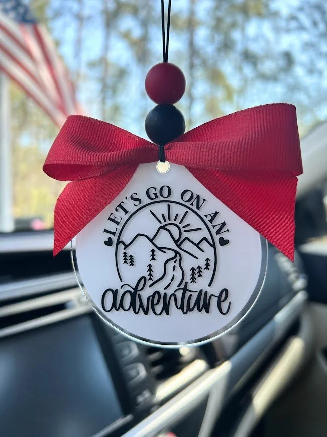 "Let's Go On An Adventure" Car Charm - Custom Acrylic Rearview Mirror Accessory
