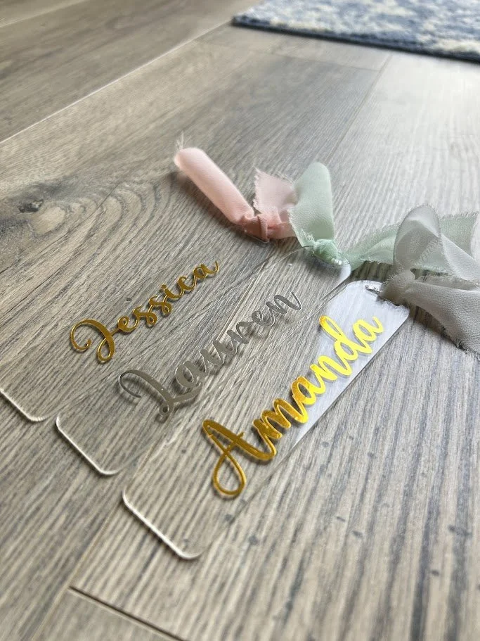 Script Name Acrylic Bookmark with Chrome Lettering