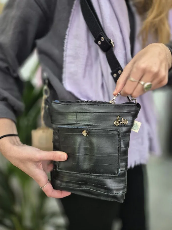 'Re-cycled' Bicycle inner tube  Crossbody Bag - Made to Order