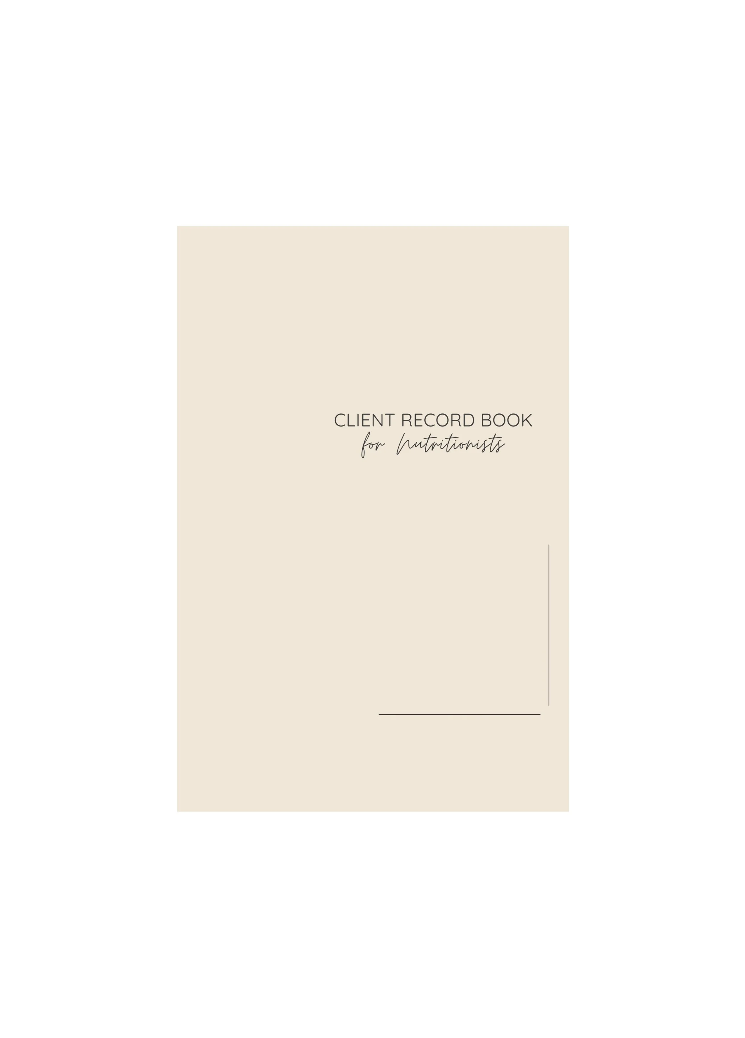 Client Record Book for Nutritionists