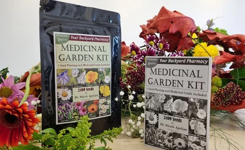 Medicinal Garden Kit with herbal seeds and planting supplies for growing your own medicinal herbs at home