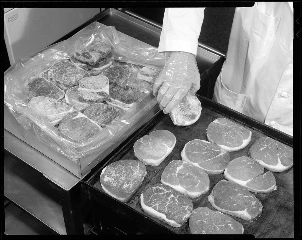 Frozen food stored in containers and freezer bags for long-term food preservation