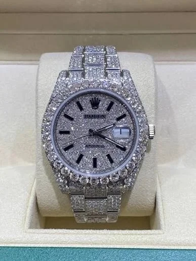 White Gold VVS 16ct Presidential Watch DateJust Moissanite
