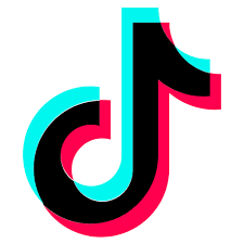 TikTok logo with black, pink, and blue colors.