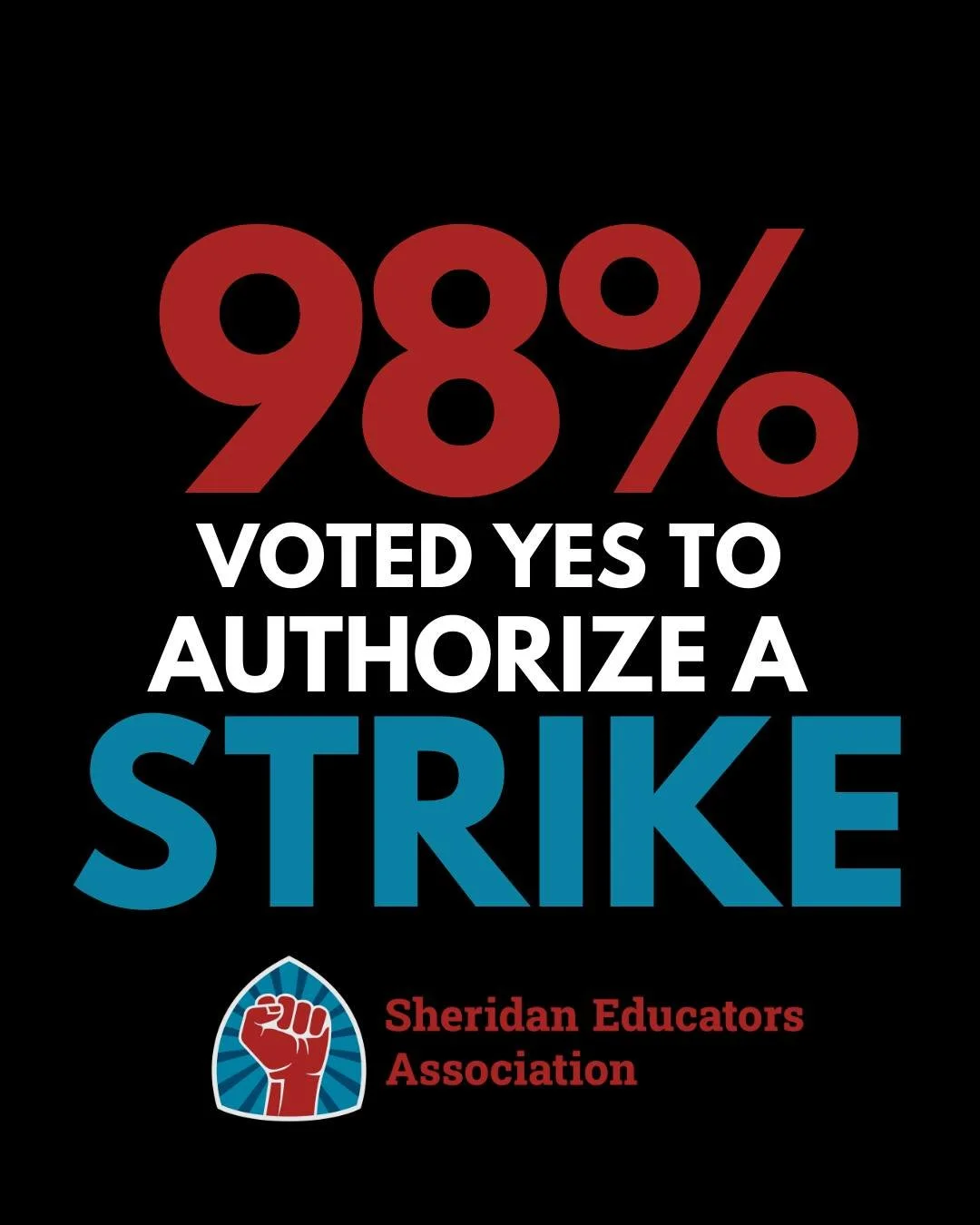 Tonight, Sheridan educators voted 98% to authorize a strike.

Teachers, paraprofessionals, bus drivers, custodians, food service workers, office staff, and all SEA members stood together tonight and took action for our students, our profession, and o