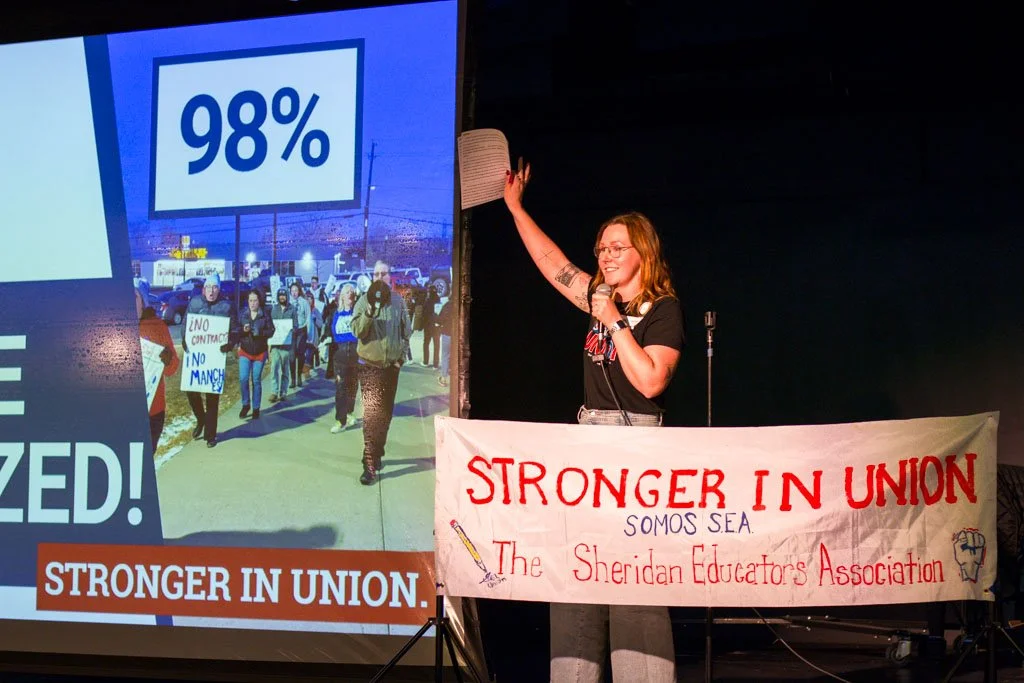 Last night, we came together as educators and school support staff, united in our commitment to our students and our schools. Together, we voted 98% YES to authorize a strike.

This is what solidarity looks like.
This is what happens when we stand to