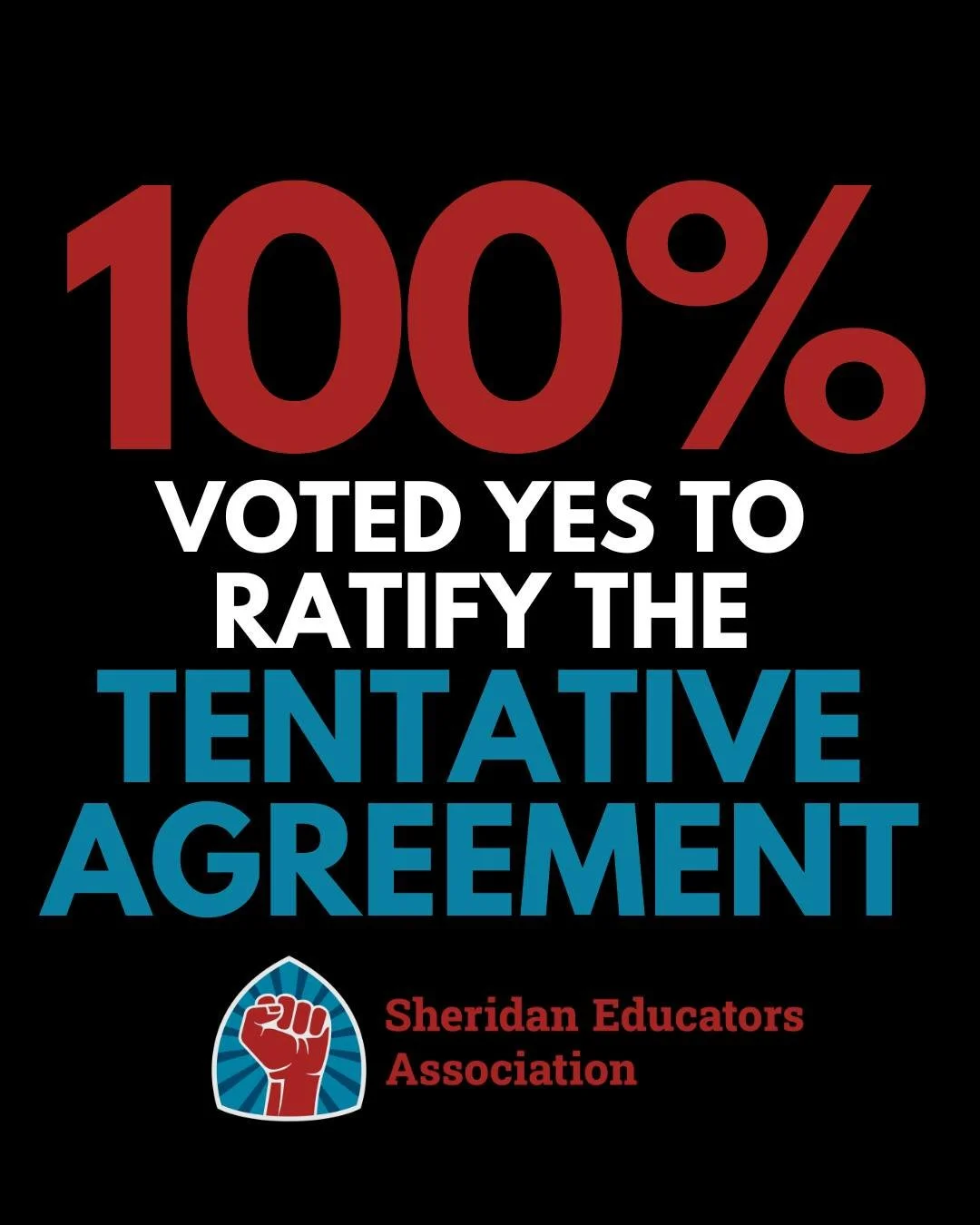 After 17 days on strike, Sheridan educators voted 100% YES to ratify the tentative agreement.

This agreement includes major wins we fought for together: a path to classified staff recognition, important changes to district negotiating policies, and 