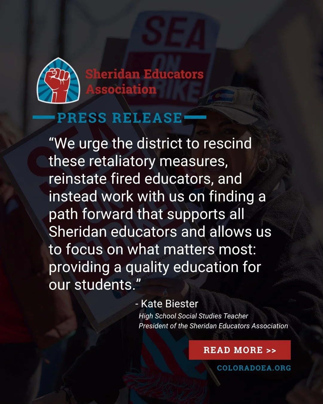 Teachers in the Sheridan Educators Association (SEA) filed a formal Protections for Public Workers Act complaint against Sheridan School District No. 2 for violating statutory rights of SEA, its members, and district staff through ongoing acts of int