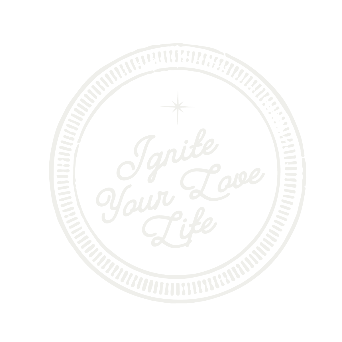 A circular emblem logo for Spark Society Co. with the phrase "Ignite Your Love Life" surrounded by decorative lines and a star at the top.