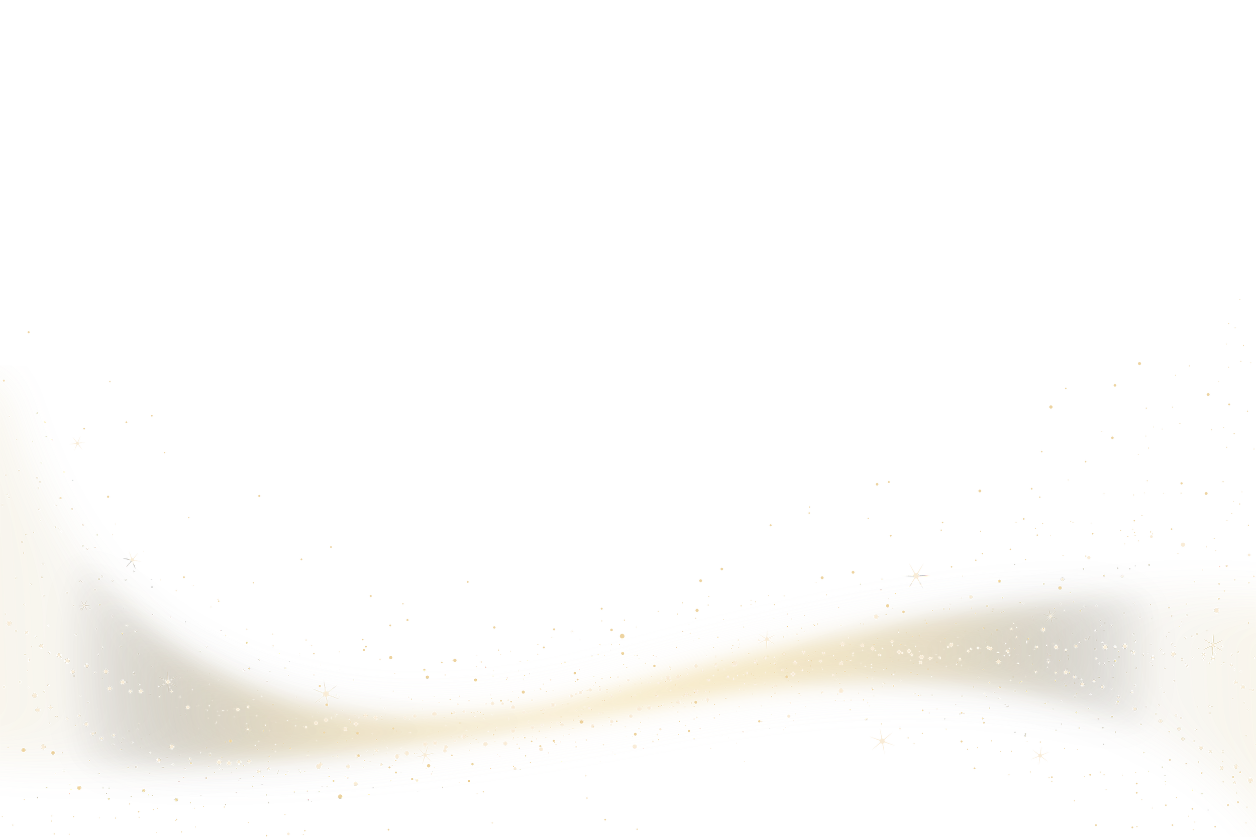 Golden swirling abstract design with sparkles and stars.