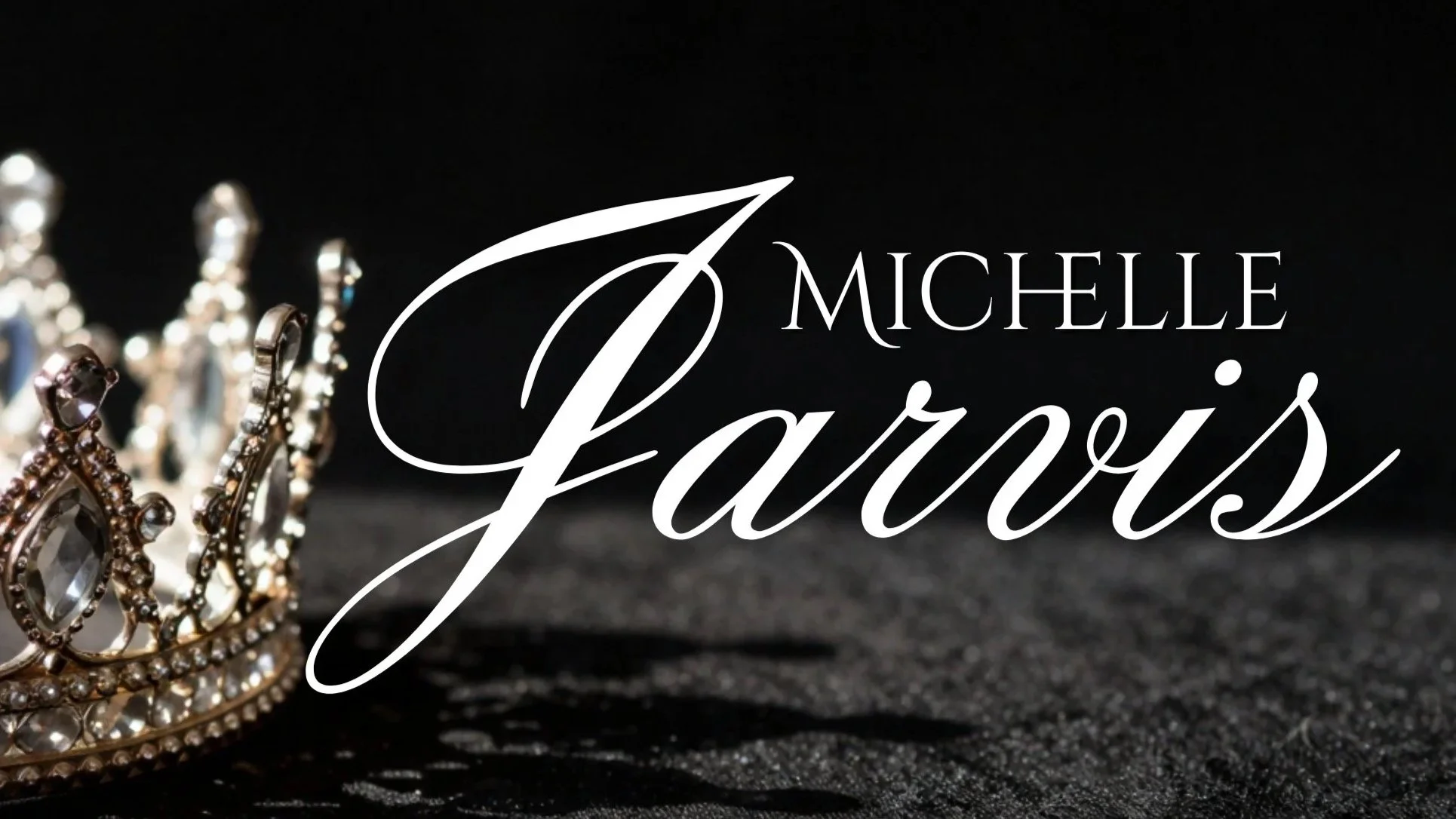 A crown adorned with gemstones on a black textured surface, with the text Michelle Farrar Favorites overlaid in elegant white script.