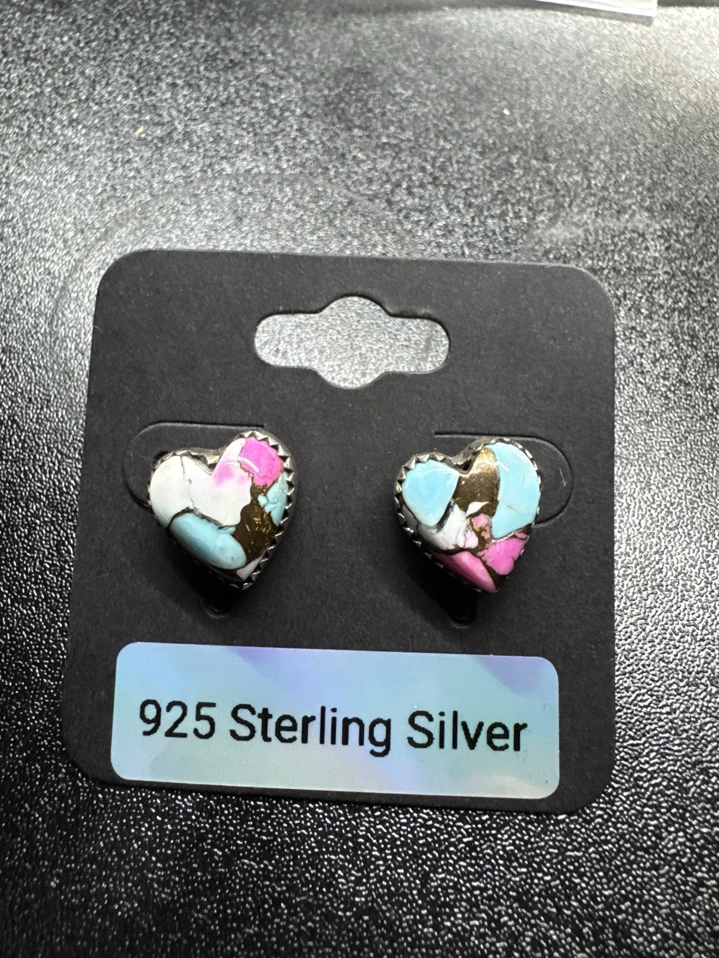 Cotton Candy Heart Studs