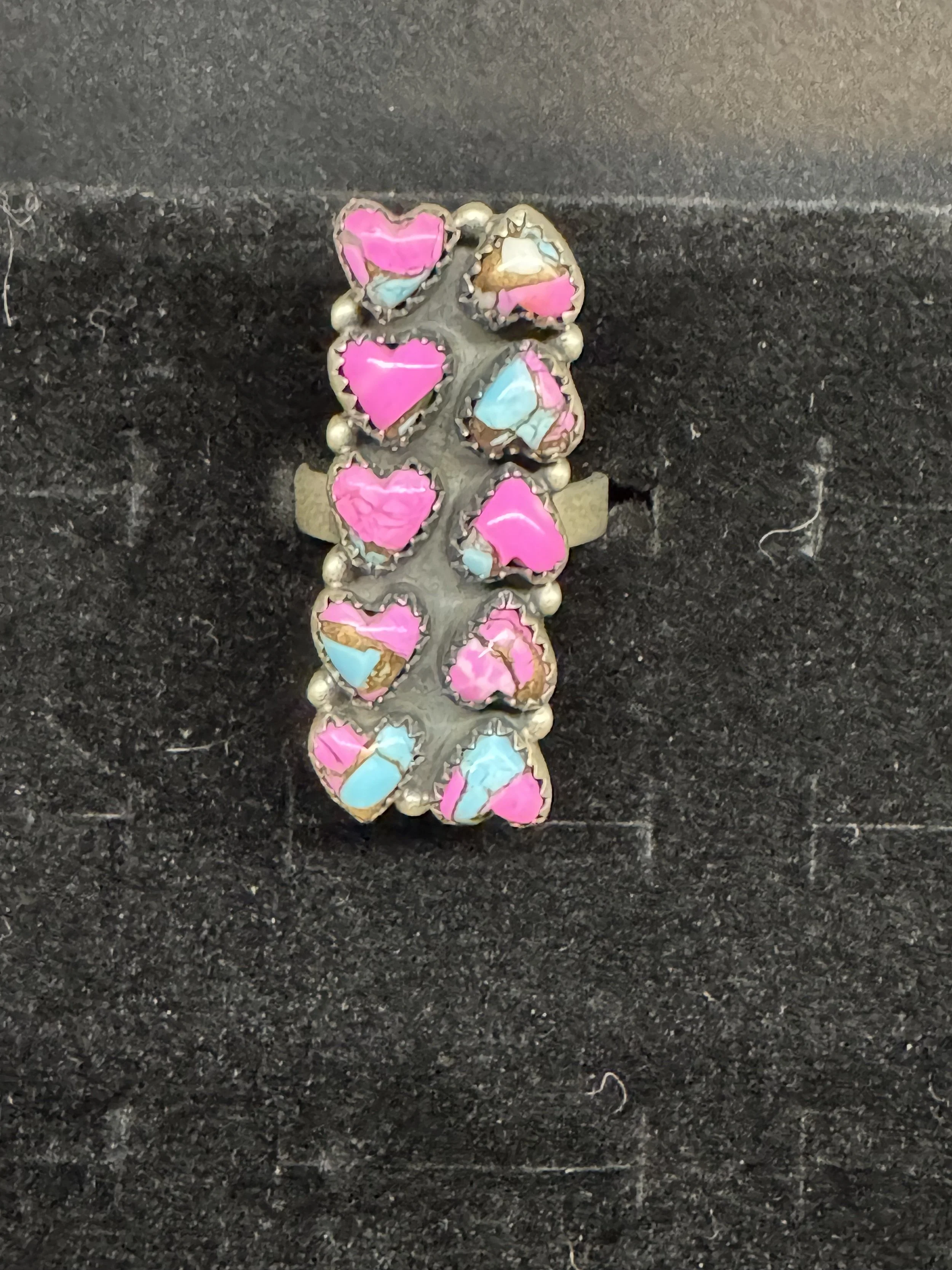 Cotton Candy Multi-stone Adjustable Heart Ring