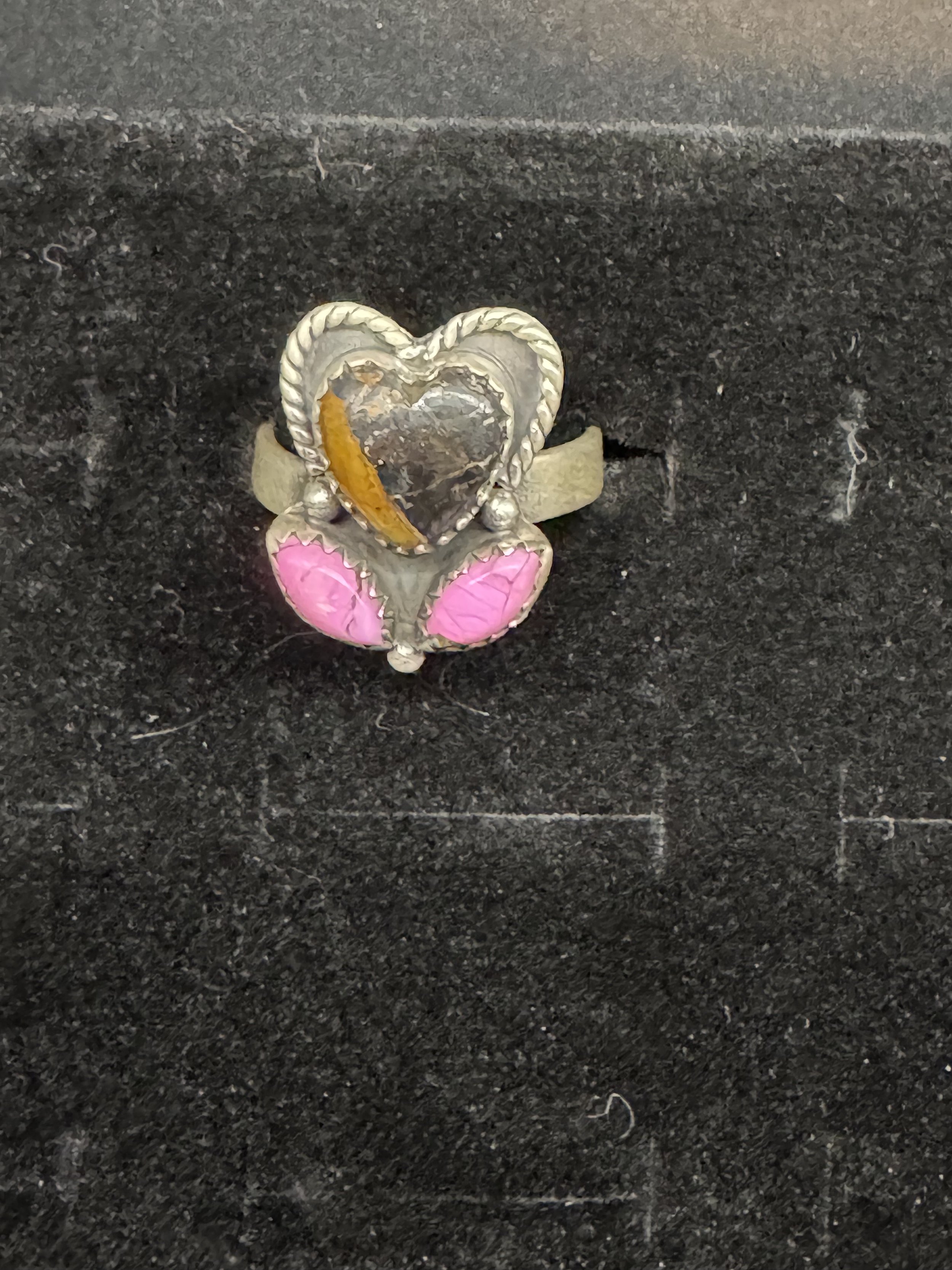 Blackjack/Cotton Candy Heart Adjustable Ring