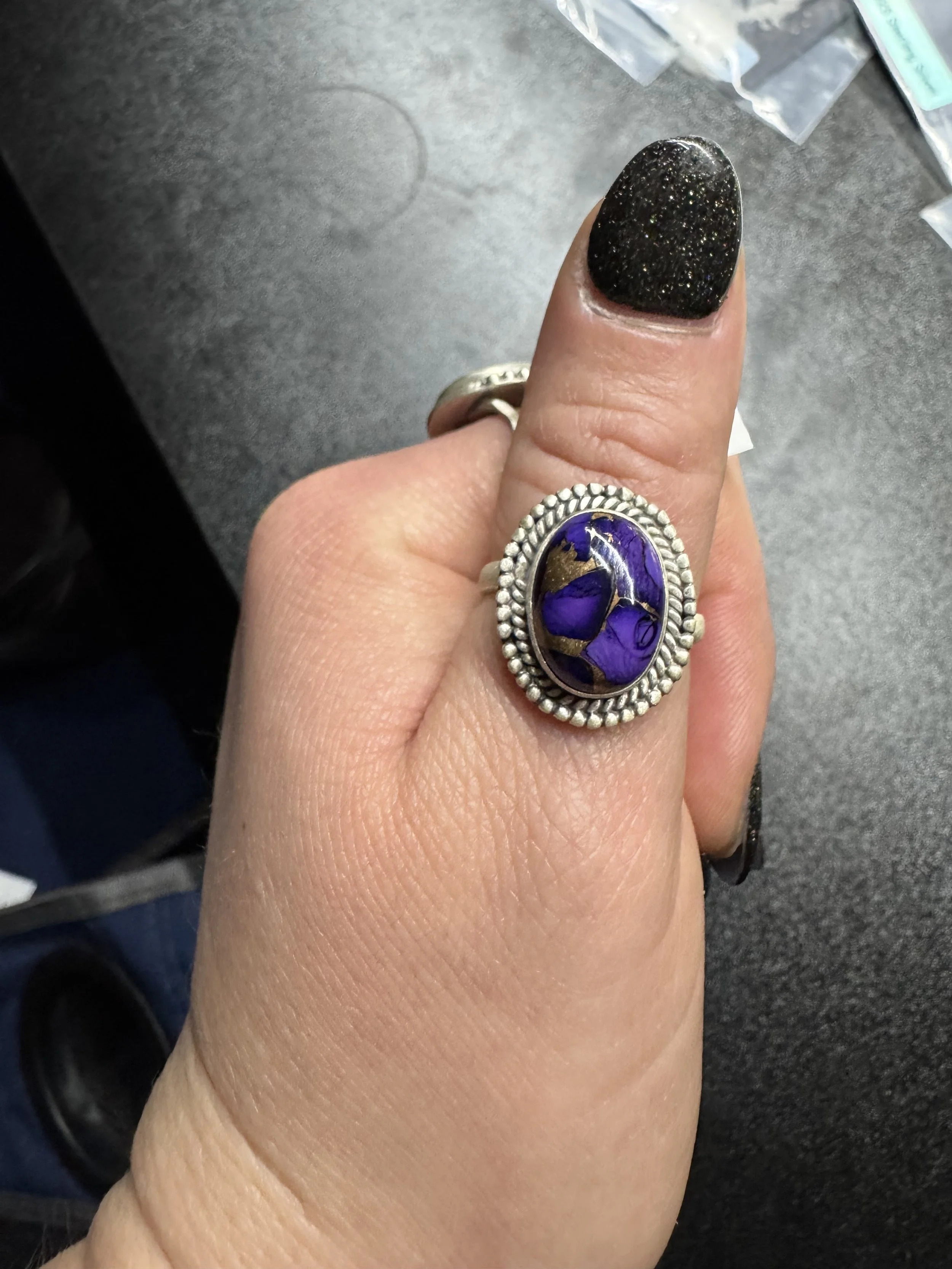 Purple Dahlia Adjustable Ring