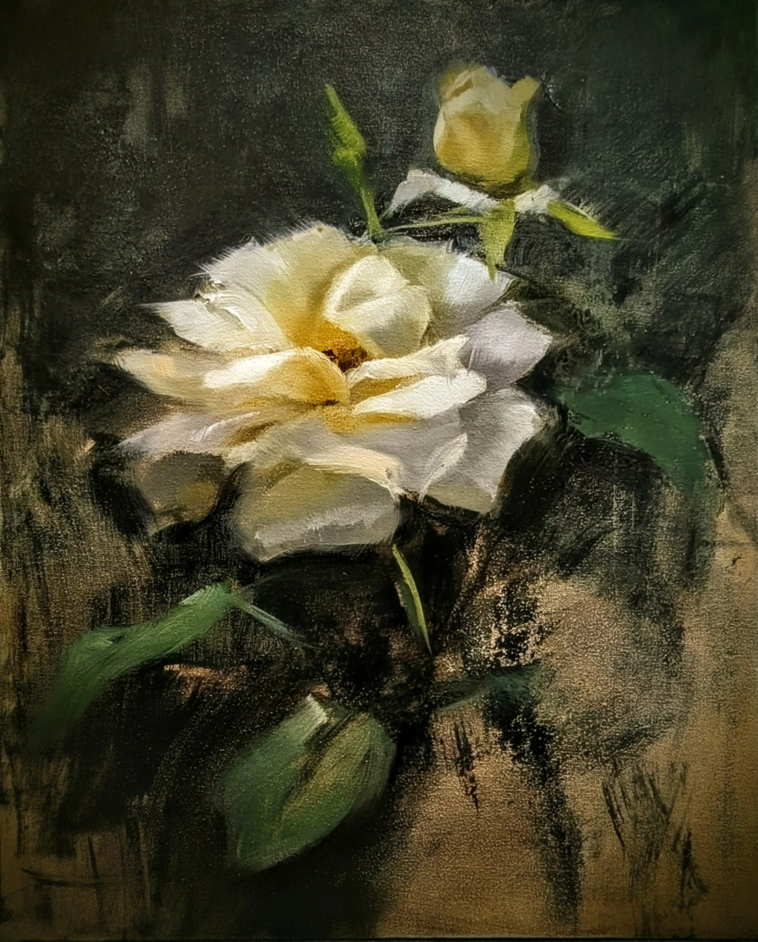 Rose and Her Bud - 8x10 - Oil on Panel - SOLD