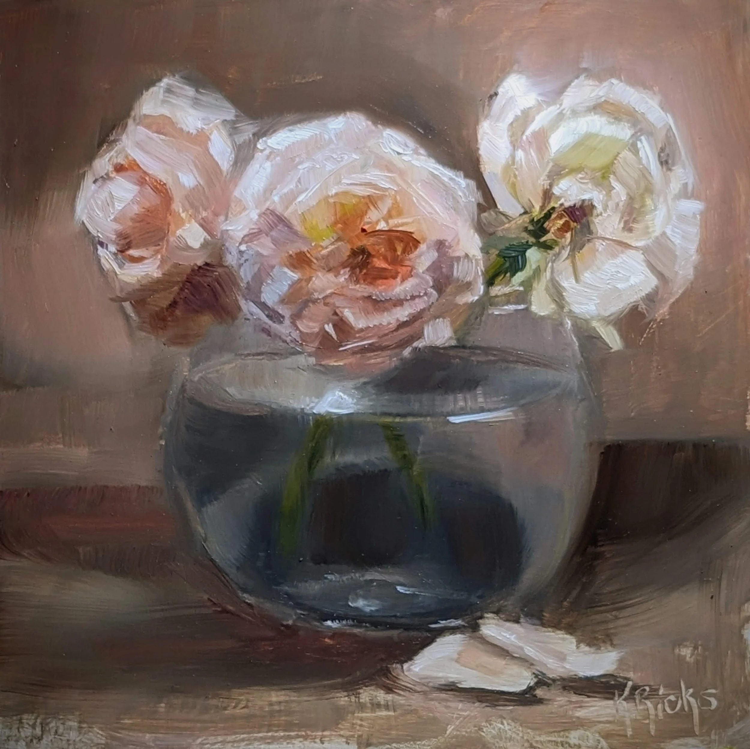 Three Roses - 12x12 - Oil on Panel