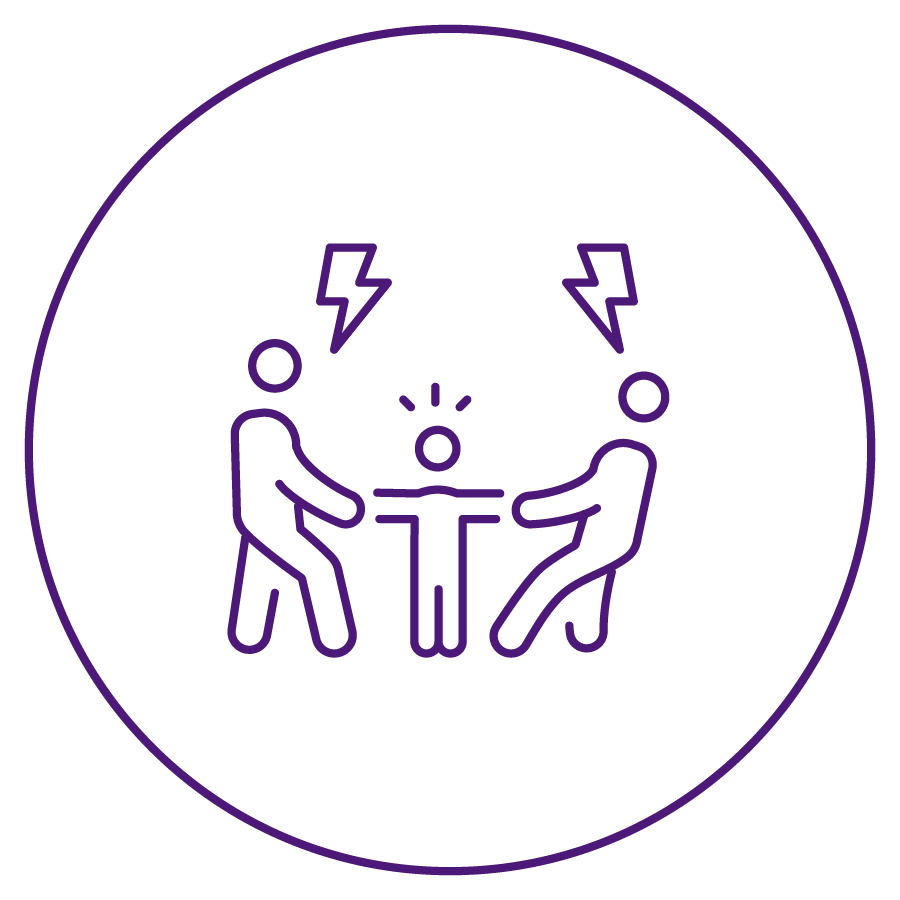 Geometric drawing of an outline square with sections divided by vertical, horizontal, and half circle lines.