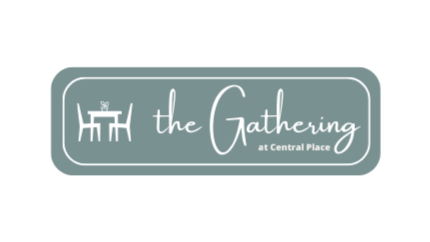 Logo for the Gathering at Central Place with a stylized tree above the text.