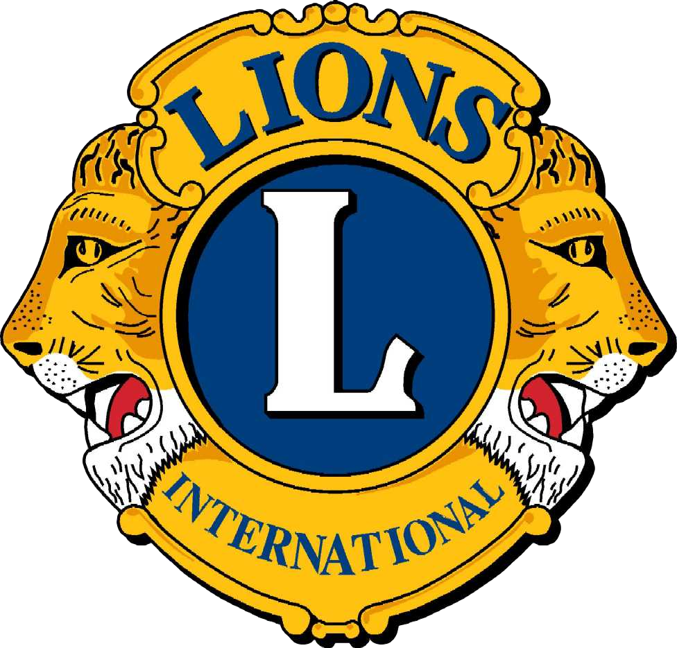 The emblem of Lions Club International featuring two lions' heads facing outward, a blue circle with a white 'L' in the center, and the words 'LIONS' at the top and 'INTERNATIONAL' at the bottom.