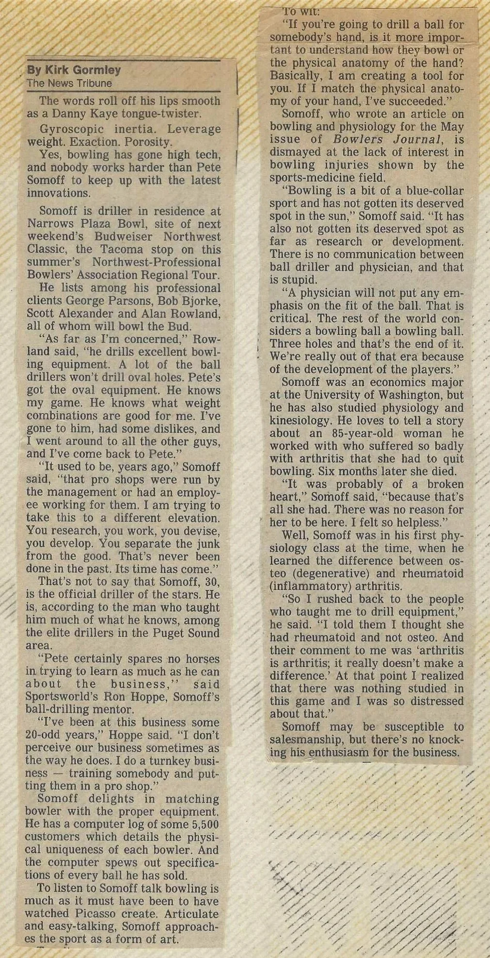 Tacoma News Tribune article 2 1987