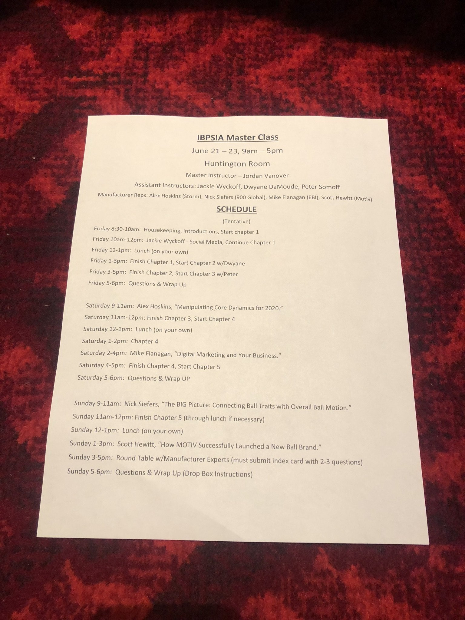 Outline of IBPSIA Master class 2018 