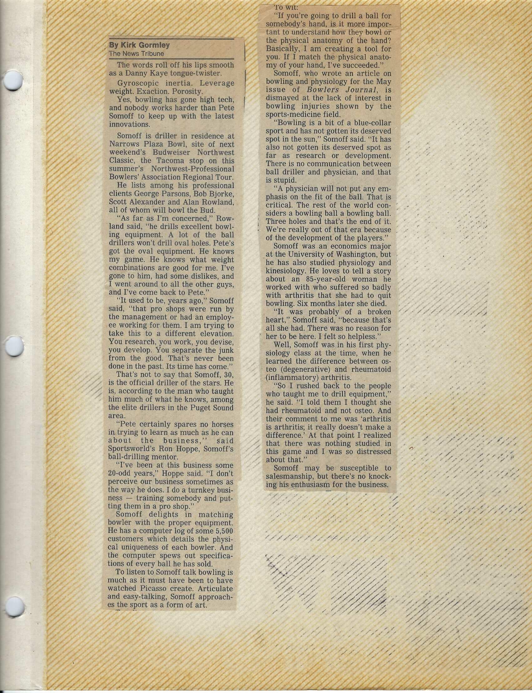 Tacoma News Tribune article 2 1987
