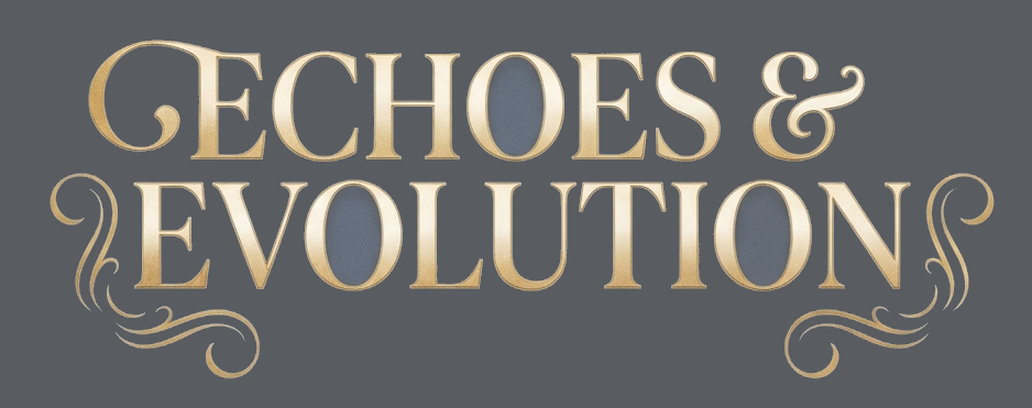 November 22, 2027 Concert title, 'Echoes & Evolution' , in elegant gold letters against a black background.