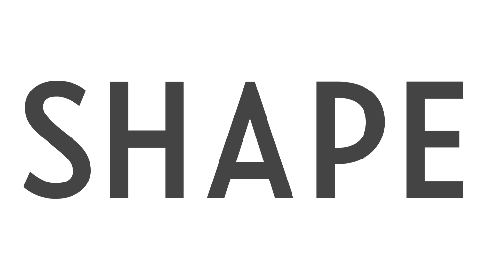 The word 'SHAPE' written in bold, black capital letters on a white background.