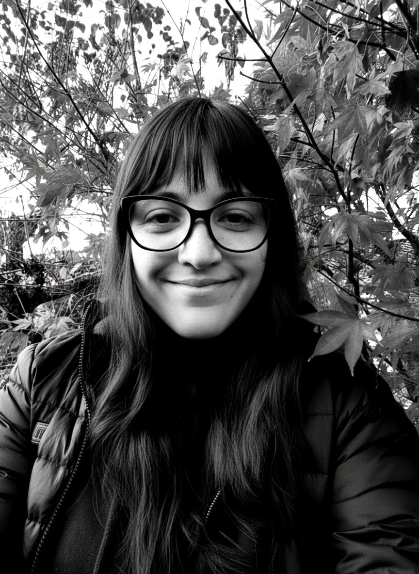 Black and white portrait of Maria Jose Campos Runcie