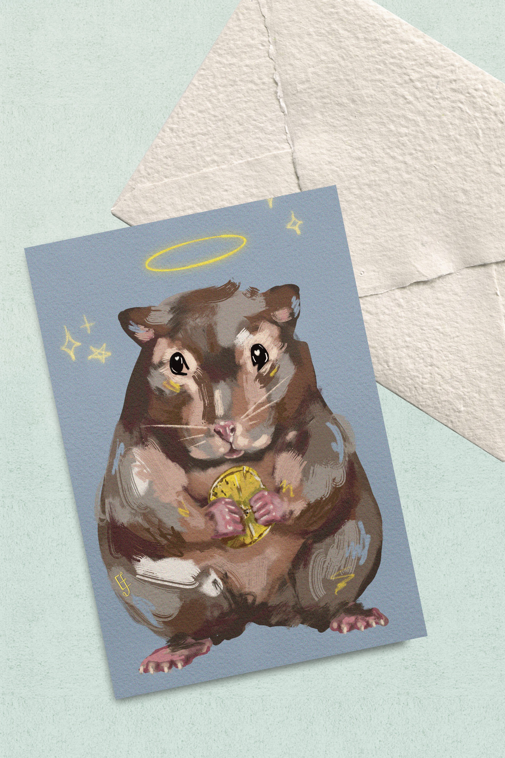 "Angel Hamster", Postcard Print