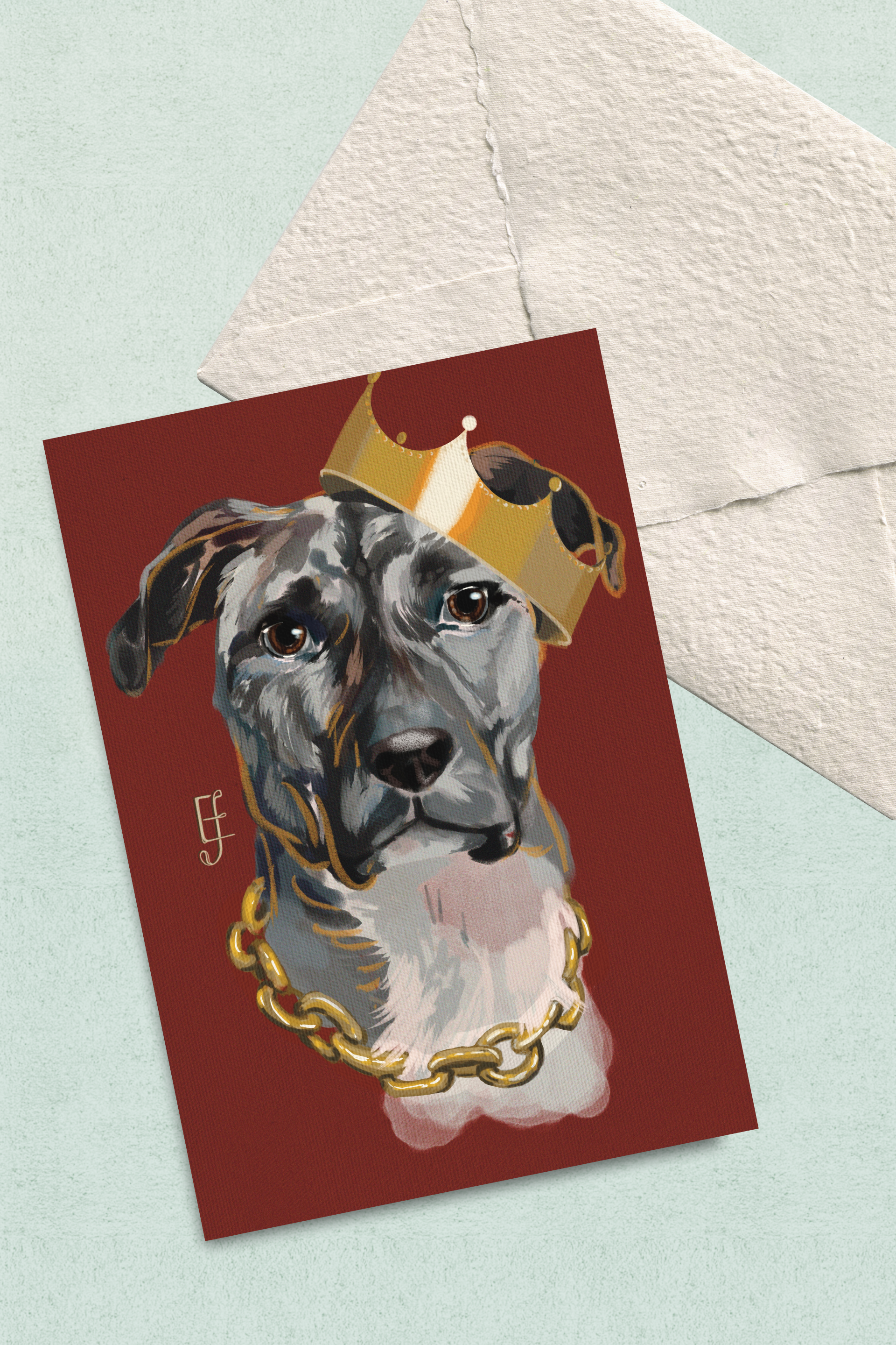 "Dog in a Crown", Postcard Print