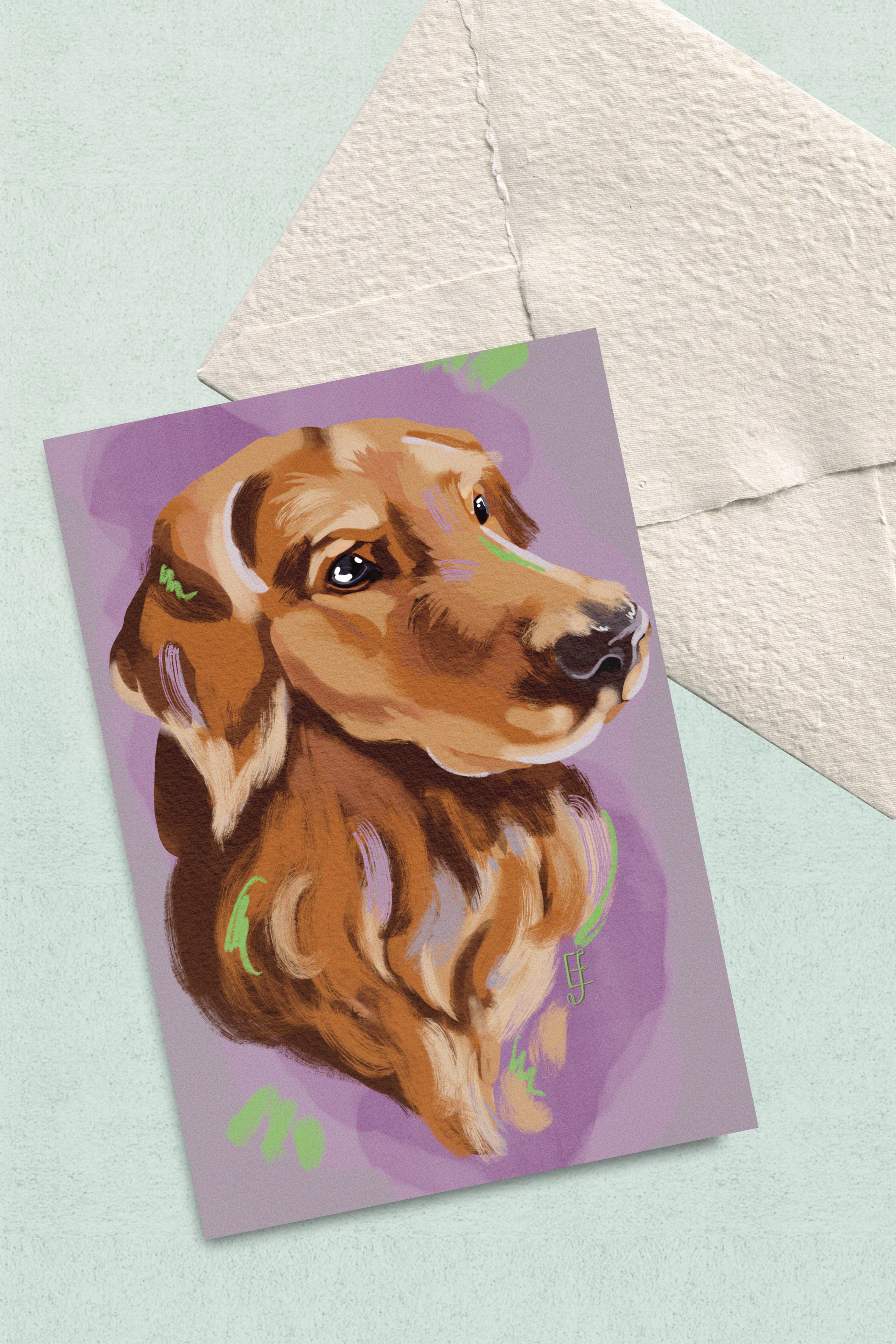 "Golden Retriever Portrait", Postcard Print
