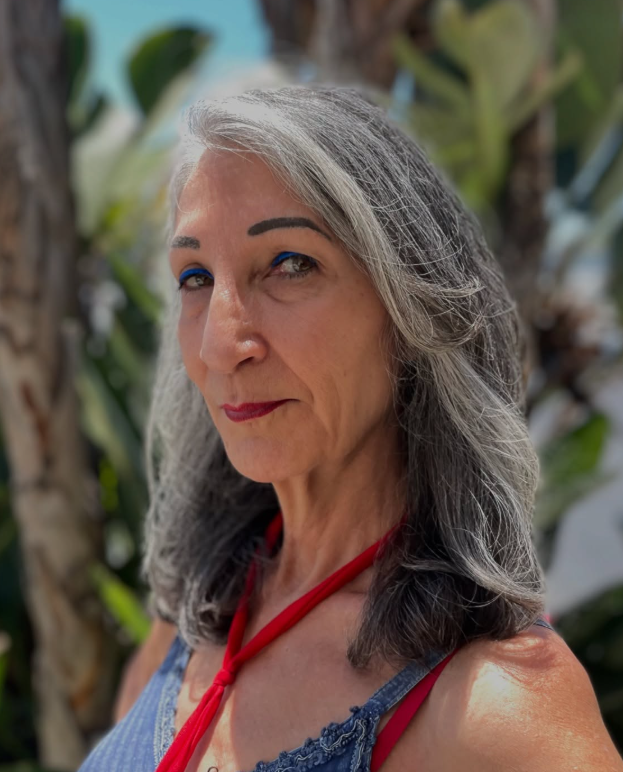 Healthy medium gray hair at BombChelleHair