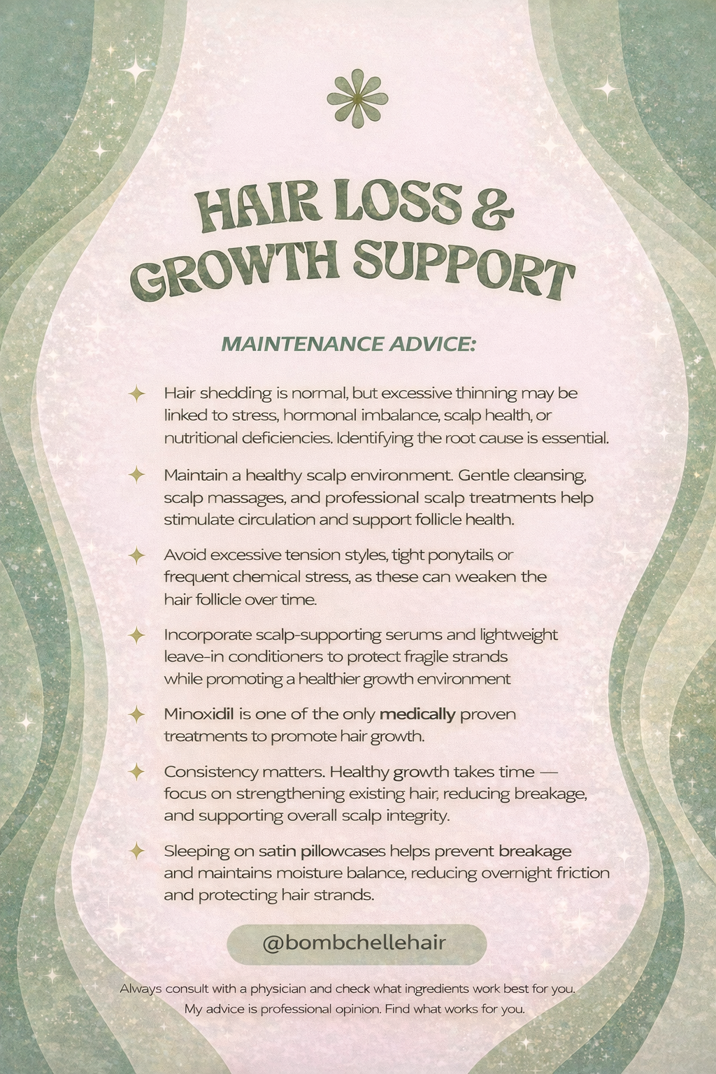 Detailed information  on caring for hair loss and growth support