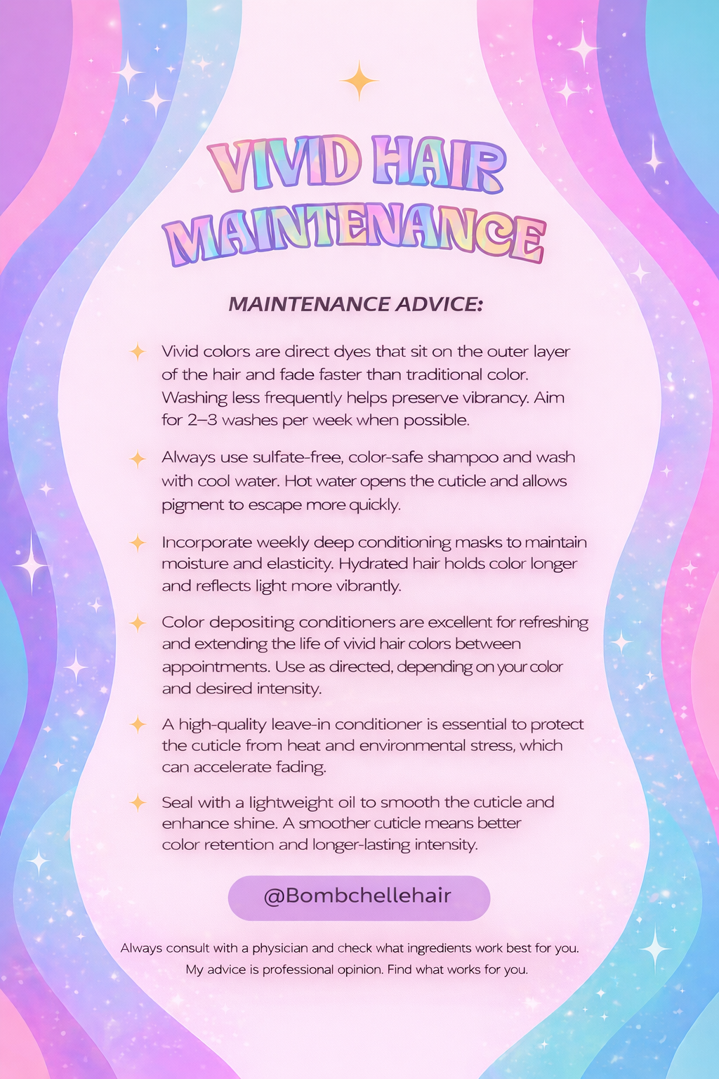 Detailed information  for maintaining and caring for vivid colored hair