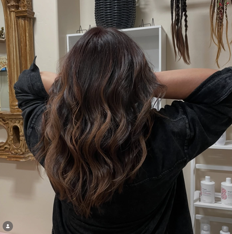 healthy medium brunette hair with fresh tone from bombchellehair